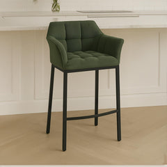 Barhocker Damaso B Cord mit 4-Fu� Gestell - gr�n