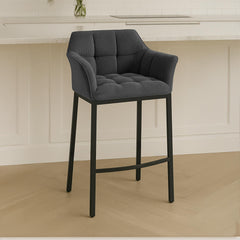 Barhocker Damaso B Cord mit 4-Fu� Gestell - dunkelgrau