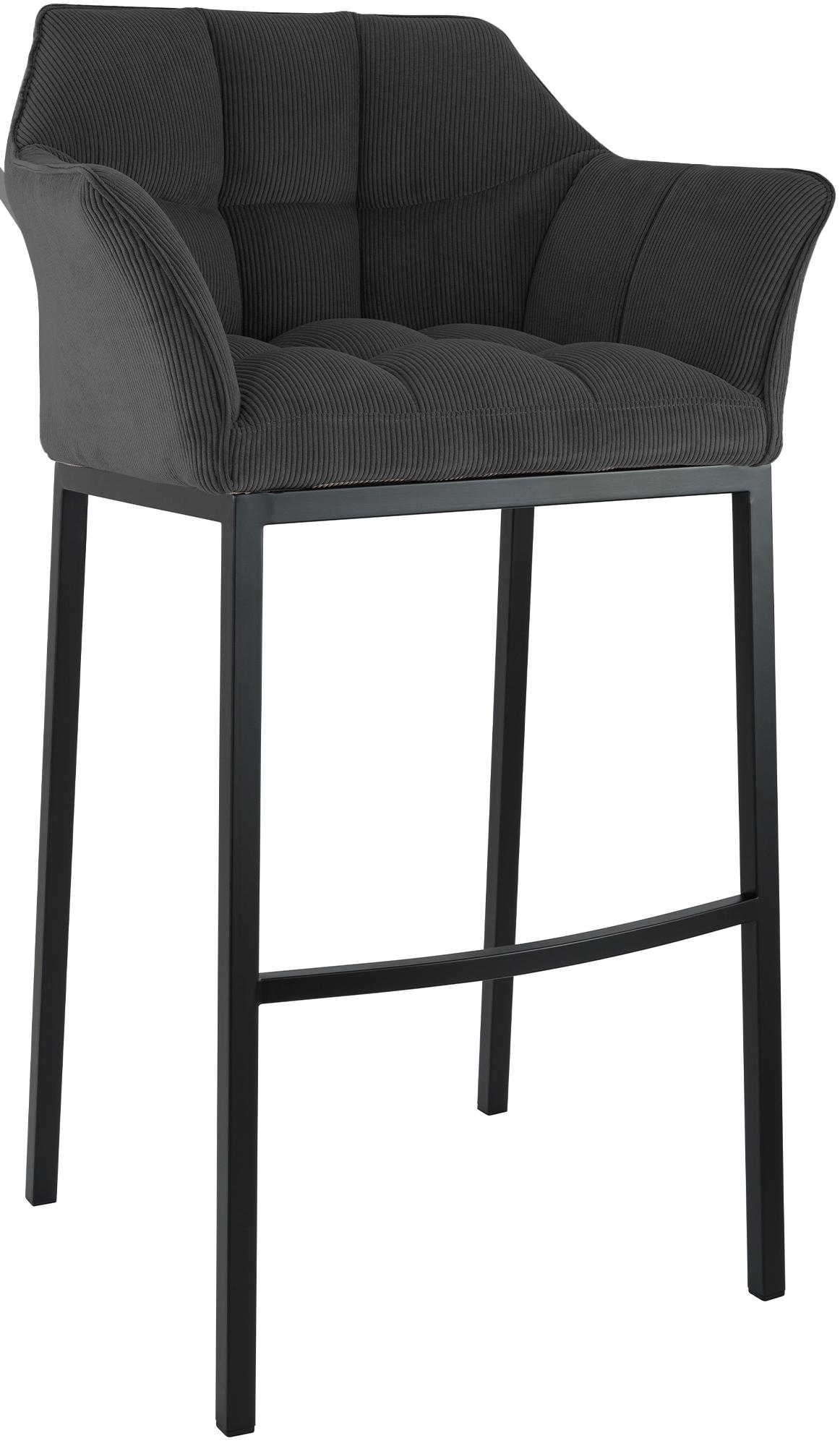 Barhocker Damaso B Cord mit 4-Fu� Gestell - dunkelgrau