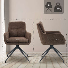 2er Set Esszimmerstuhl Pickett Stoff - braun by Dropshipping-Europe – Barhocker