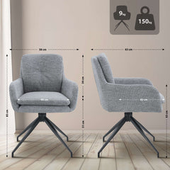 2er Set Esszimmerstuhl Pickett Stoff - grau by Dropshipping-Europe – Barhocker