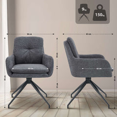 2er Set Esszimmerstuhl Pickett Stoff - dunkelgrau by Dropshipping-Europe – Barhocker