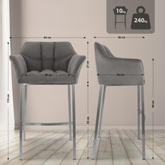 Barhocker Damaso E Cord mit 4-Fu� Gestell - taupe