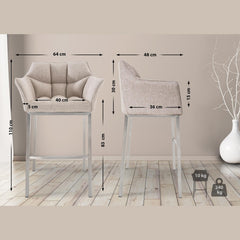 Barhocker Damaso E Stoff mit 4-Fuß Gestell - elfenbein - InfinityMarket