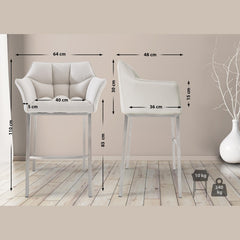 Barhocker Damaso E Stoff mit 4-Fuß Gestell - weiß - InfinityMarket