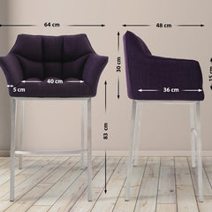Barhocker Damaso E Stoff mit 4-Fuß Gestell - lila - InfinityMarket