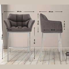 Barhocker Damaso E Stoff mit 4-Fuß Gestell - grau - InfinityMarket
