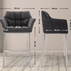 Barhocker Damaso E Stoff mit 4-Fuß Gestell - titangrau - InfinityMarket