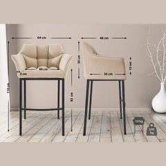 Barhocker Damaso B Stoff mit 4-Fuß Gestell - creme - InfinityMarket
