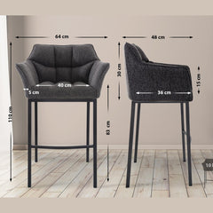Barhocker Damaso B Stoff mit 4-Fuß Gestell - titangrau - InfinityMarket