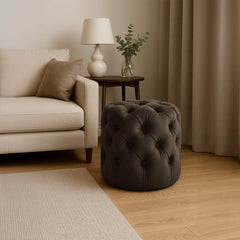 Sitzhocker Drancy Samt M - dunkelbraun