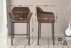 Barhocker Damaso B Samt mit 4-Fu� Gestell - braun