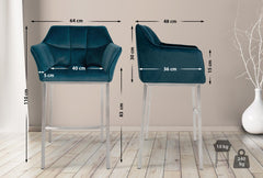 Barhocker Damaso E Samt mit 4-Fu� Gestell - gr�n
