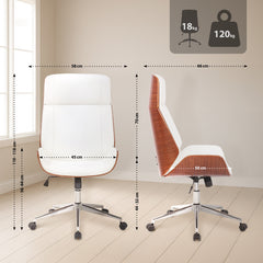 Bürostuhl Varel Kunstleder - walnuss/weiß