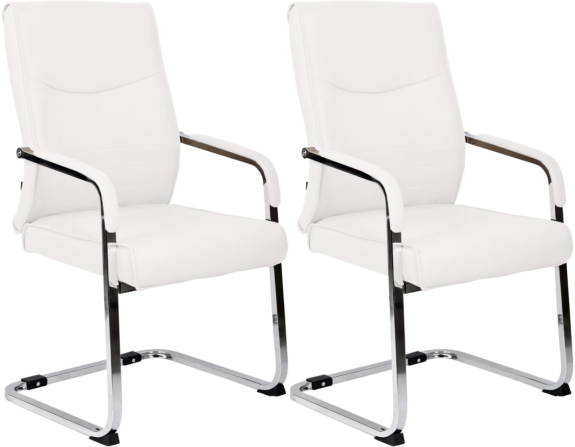 Set di 2 sedie visitatore Hobart bianche, design moderno per uffici e sale conferenze, comfort e stile uniti.