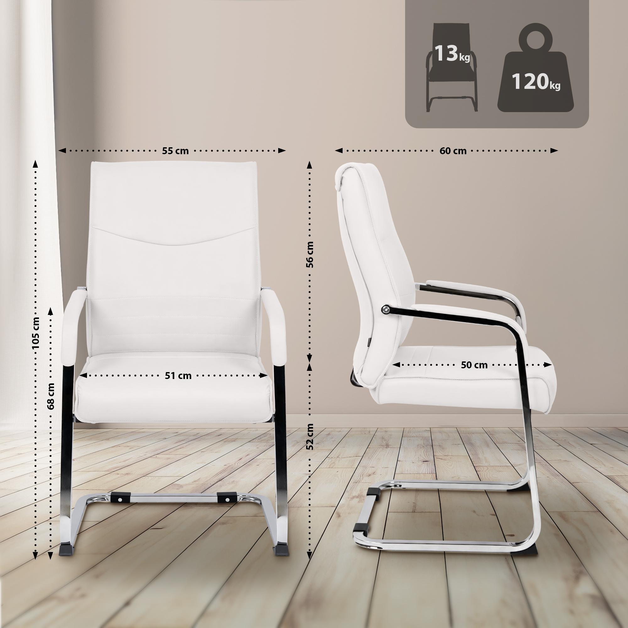 Set di 2 sedie visitatore Hobart bianche, design moderno per uffici e sale conferenze, comfort e stile uniti.