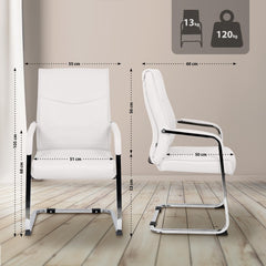 Set di 2 sedie visitatore Hobart bianche, design moderno per uffici e sale conferenze, comfort e stile uniti.