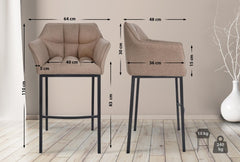 Barhocker Damaso B Filz mit 4-Fu� Gestell - taupe