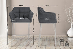 Barhocker Damaso E Filz mit 4-Fu� Gestell - grau