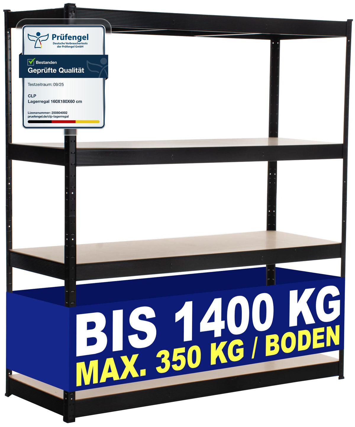 Lagerregal 160x60x180 cm - schwarz
