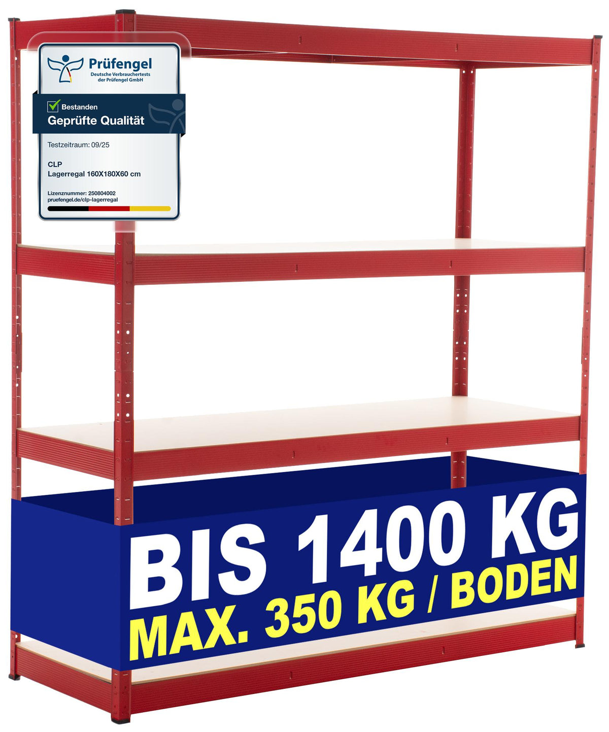 Lagerregal 160x60x180 cm - rot