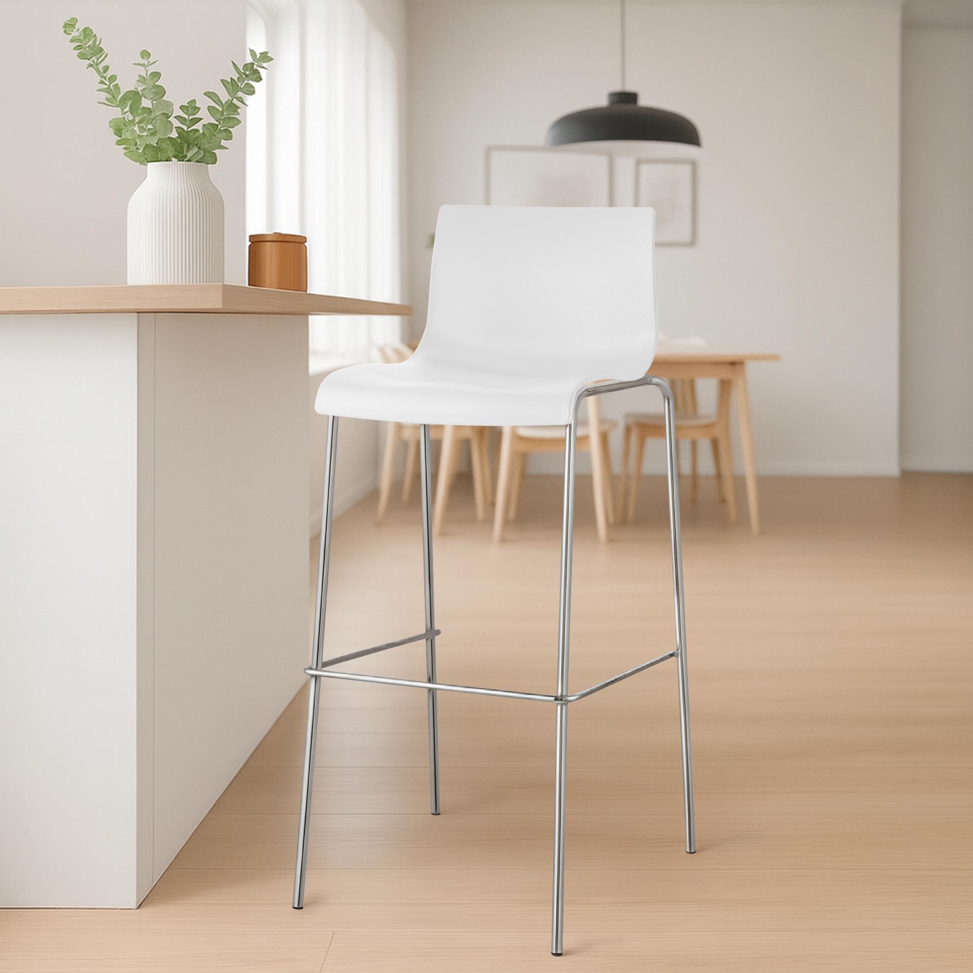 Barhocker Hoover Chrom 4-Fuß Gestell - weiß - InfinityMarket