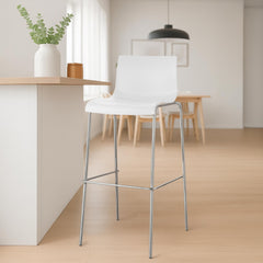 Barhocker Hoover Chrom 4-Fuß Gestell - weiß - InfinityMarket