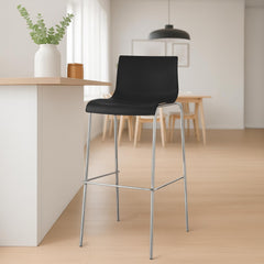 Barhocker Hoover Chrom 4-Fuß Gestell - schwarz - InfinityMarket