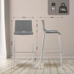 Barhocker Hoover Chrom 4-Fuß Gestell - grau - InfinityMarket