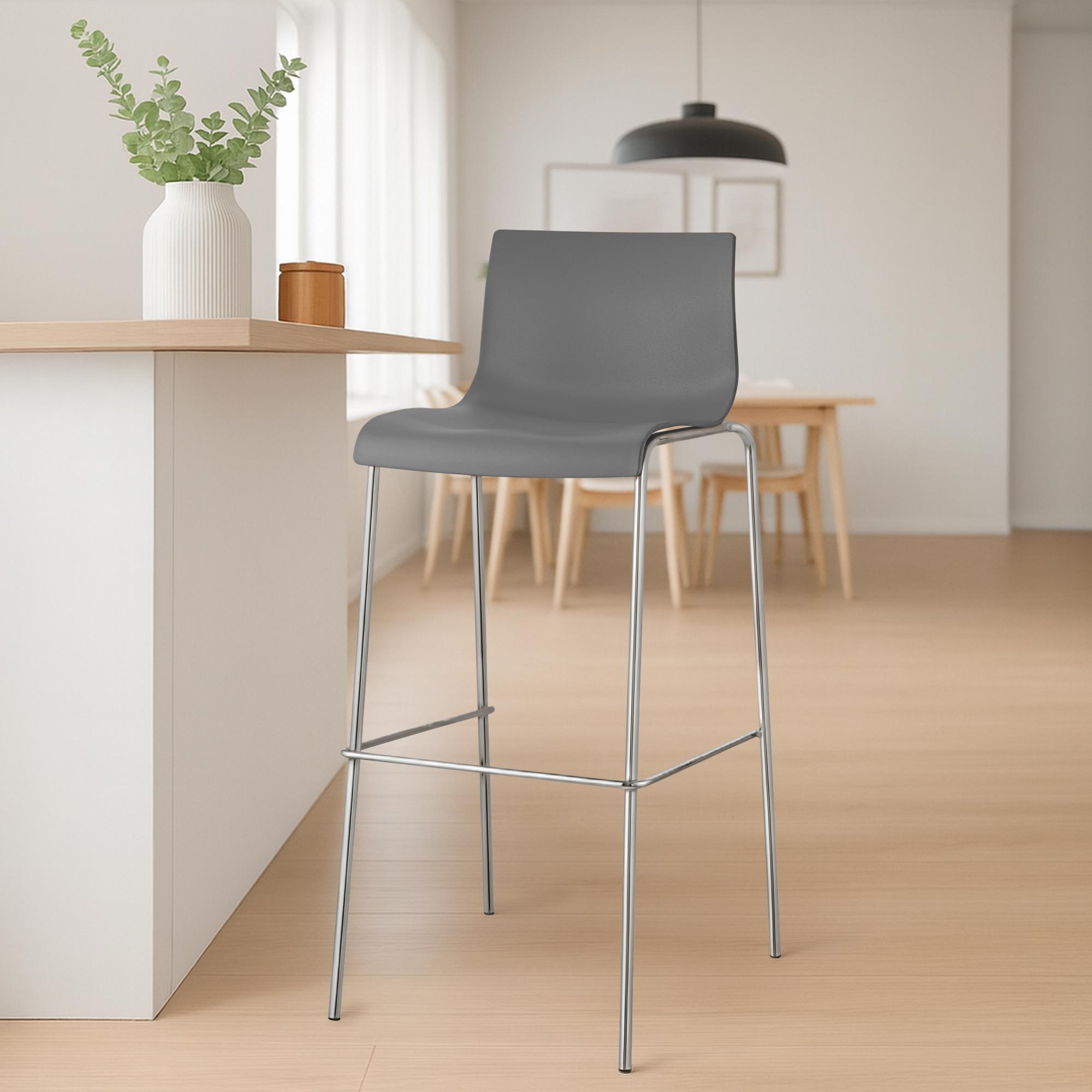 Barhocker Hoover Chrom 4-Fuß Gestell - grau - InfinityMarket