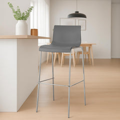 Barhocker Hoover Chrom 4-Fuß Gestell - grau - InfinityMarket