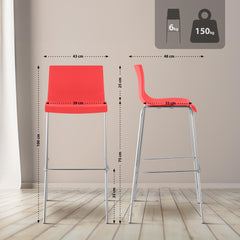 Barhocker Hoover Chrom 4-Fuß Gestell - rot - InfinityMarket