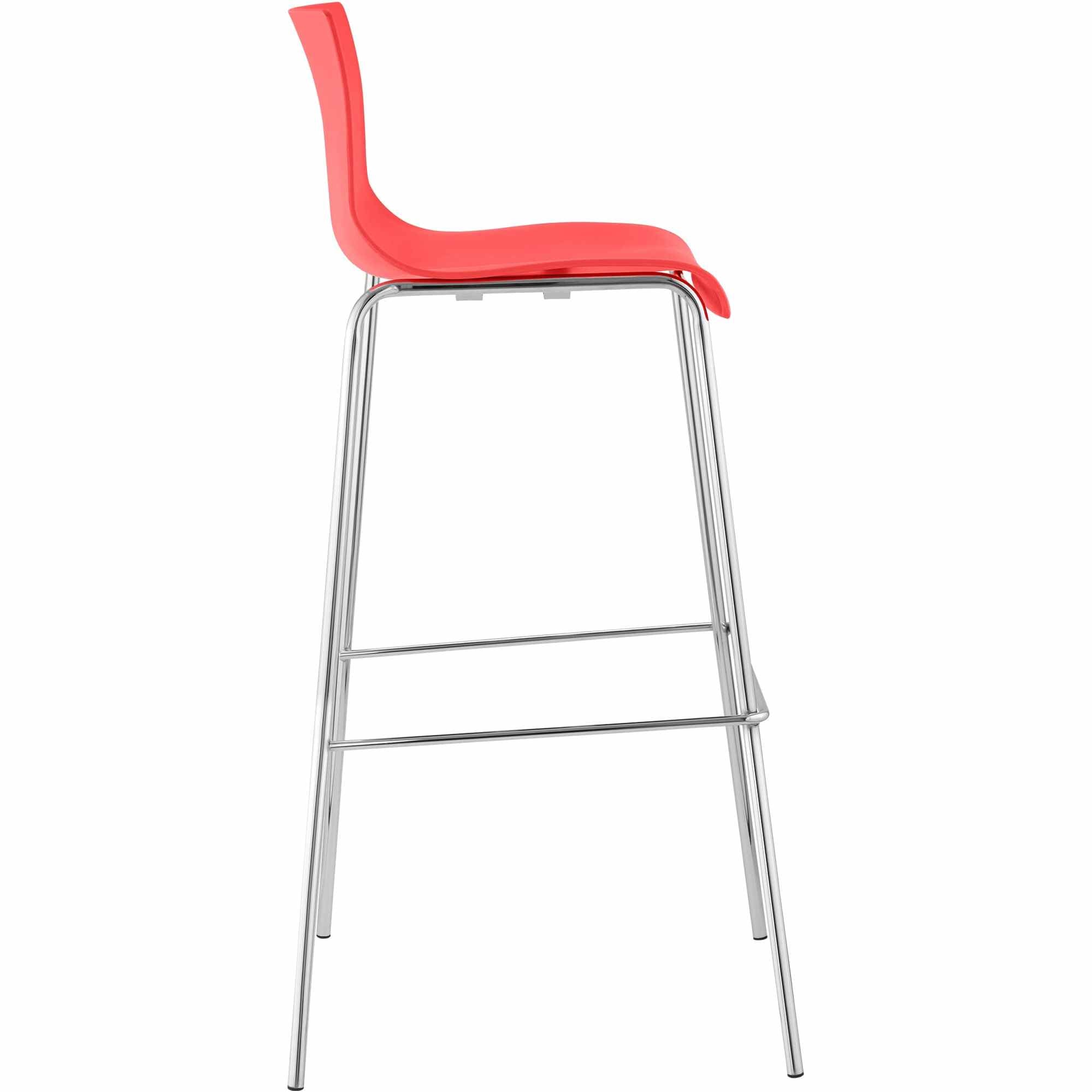 Barhocker Hoover Chrom 4-Fuß Gestell - rot - InfinityMarket