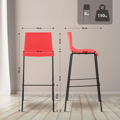 Barhocker Hoover 4-Fuß Gestell schwarz - rot