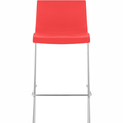 2er Set Barhocker Hoover Kunststoff 4-Fuß Gestell chrom - rot