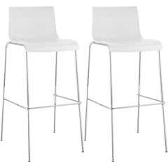 2er Set Barhocker Hoover Kunststoff 4-Fuß Gestell chrom - weiß