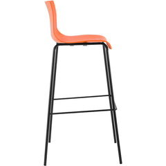 2er Set Barhocker Hoover Kunststoff 4-Fuß Gestell schwarz - orange