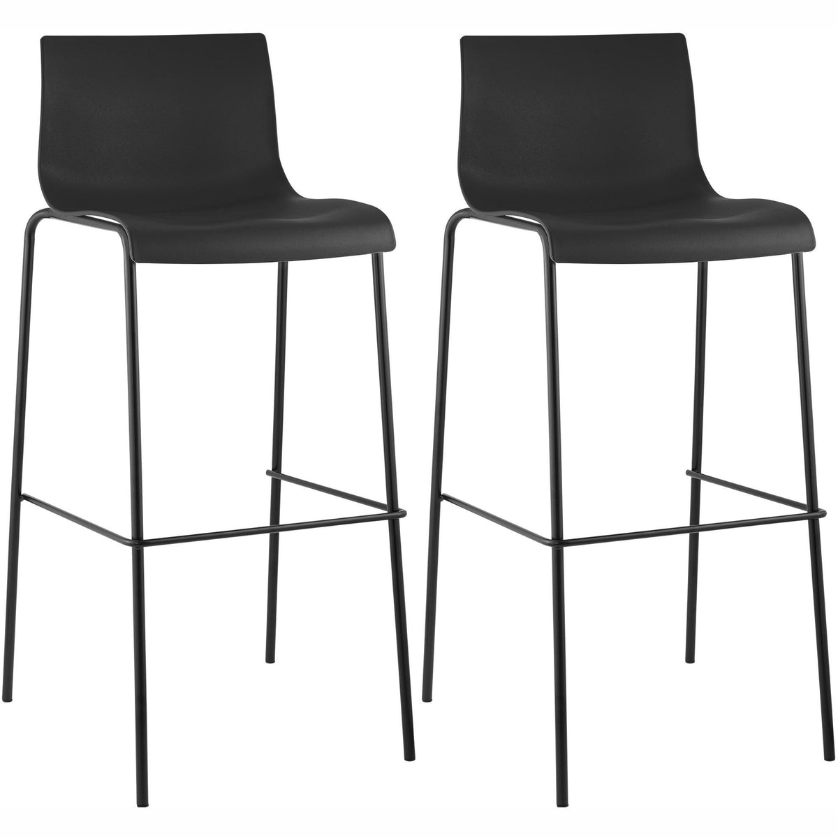 2er Set Barhocker Hoover Kunststoff 4-Fuß Gestell schwarz - schwarz