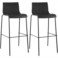 2er Set Barhocker Hoover Kunststoff 4-Fuß Gestell schwarz - schwarz