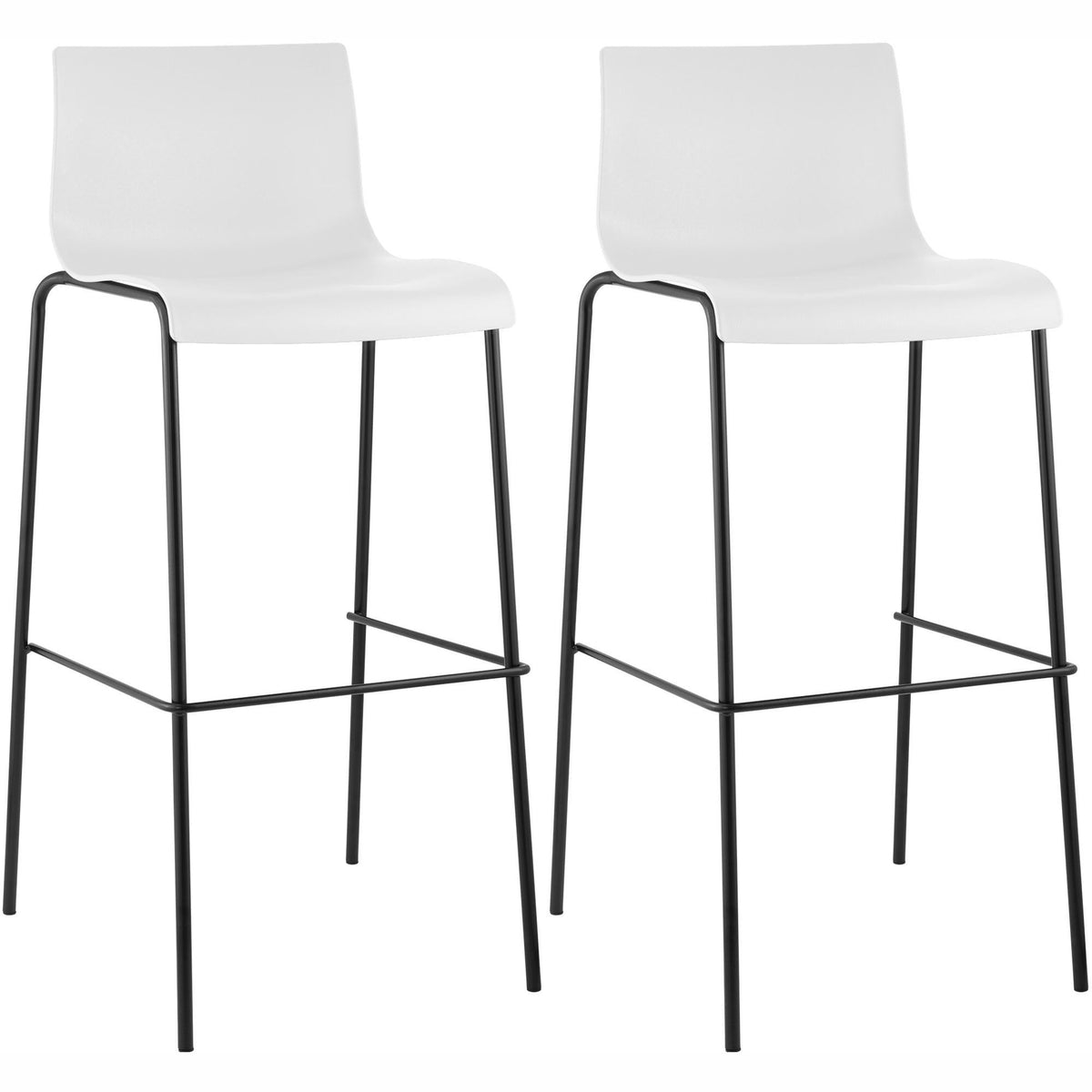 2er Set Barhocker Hoover Kunststoff 4-Fuß Gestell schwarz - weiß