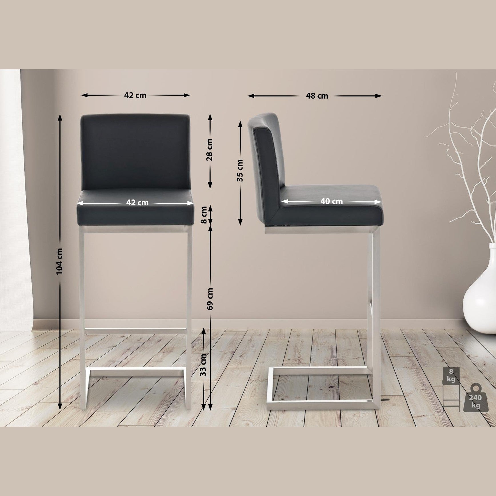 Barhocker Paros - schwarz - InfinityMarket