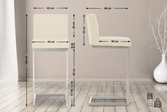 2er Set Barhocker Paros Kunstleder - creme