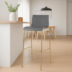 Barhocker Hoover Kunststoff 4-Fu� Gold - grau