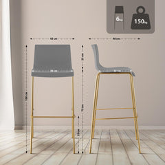 2er Set Barhocker Hoover Kunststoff 4-Fu� Gold - grau