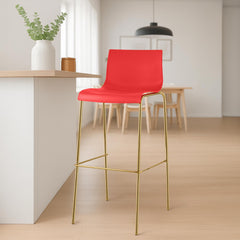 2er Set Barhocker Hoover Kunststoff 4-Fu� Gold - rot