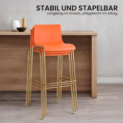 2er Set Barhocker Hoover Kunststoff 4-Fu� Gold - orange