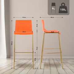 2er Set Barhocker Hoover Kunststoff 4-Fu� Gold - orange
