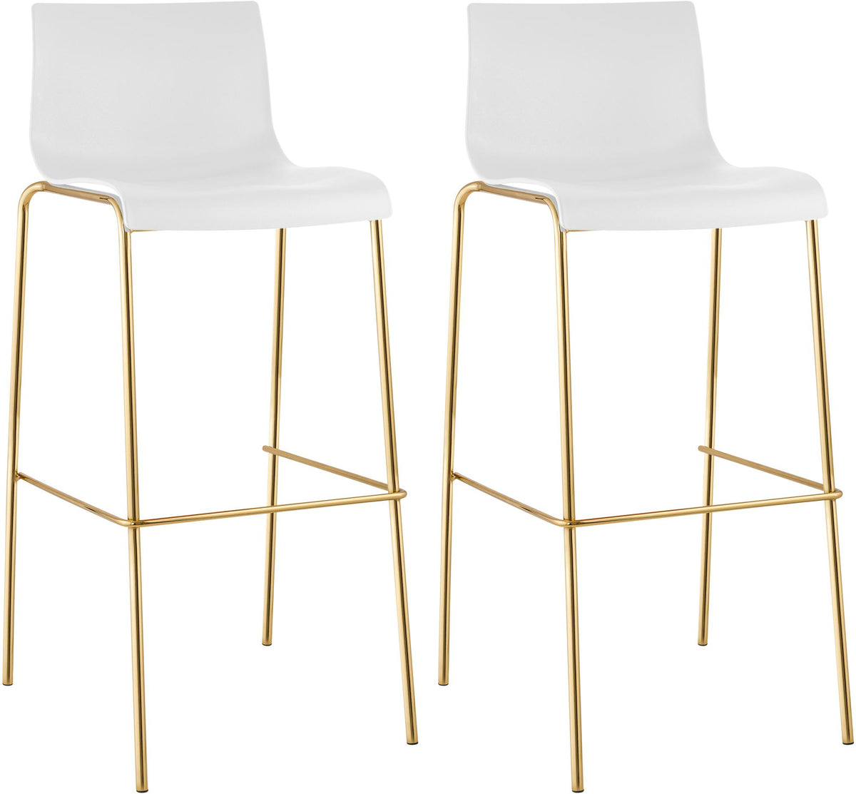 2er Set Barhocker Hoover Kunststoff 4-Fu� Gold - wei�