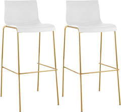 2er Set Barhocker Hoover Kunststoff 4-Fu� Gold - wei�