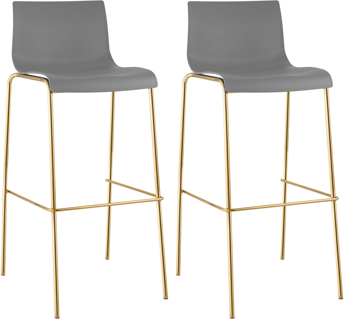 2er Set Barhocker Hoover Kunststoff 4-Fu� Gold - grau